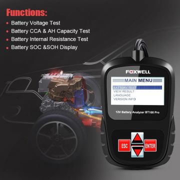 FOXWELL BT100 PRO Car Battery Tester For Flooded AGM GEL 100 to 1100CCA 200AH 6V 12V Battery Health Analyzer Diagnostic Tool-Obdzon-1
