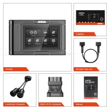ANCEL HD3400 Heavy Truck Engine Diagnostic Scanner Compatible for Cummins CAT Detroit Paccar  All System DPF Regeneration Support 2 in 1 Truck And  Car Diagnostic -Obdzon-4