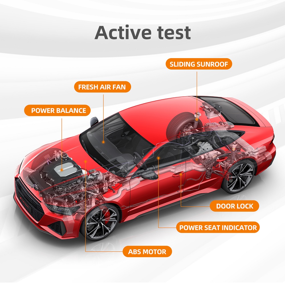 FOXWELL GT65 supports active test, allows you to temporarily activate or control a vehicle system or component for the active test, provides accurate data results about troubleshoot and diagnostic problems.